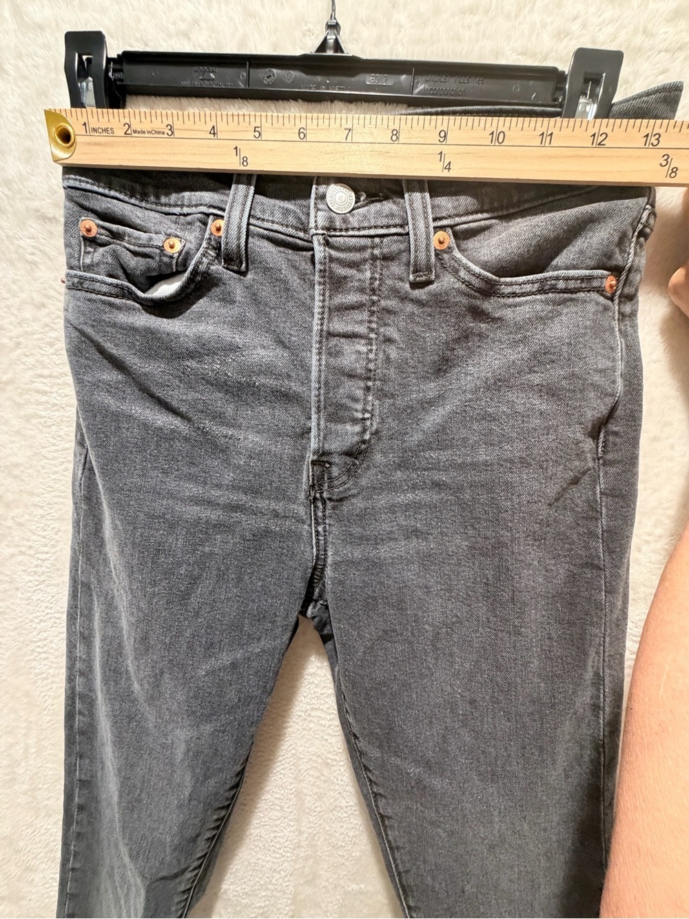 Levi’s Wedgie Skinny High Rise Stretch Jeans Washed Black Gray W27 - Picture 10 of 14